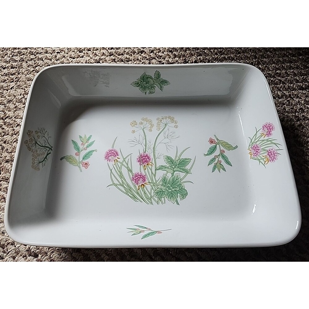 Shafford Herbs and Spices 12.5" x 9.25"Casserole Dish Oven To Table Porcelain